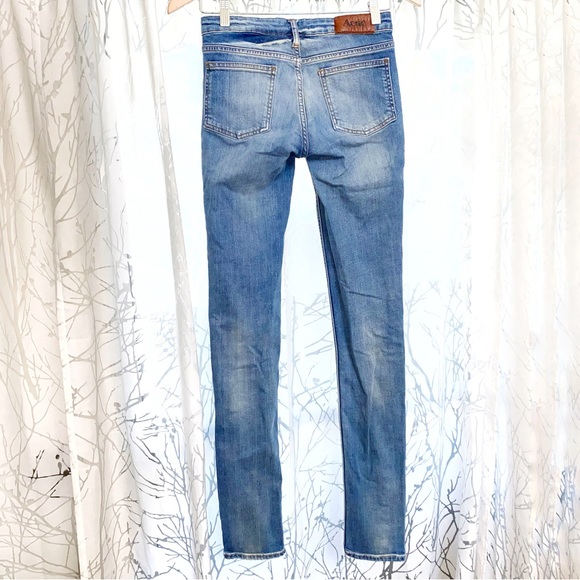 ACNE STUDIOS kex catch low waist skinny straight leg knee stitching blue jeans - Picture 2 of 10